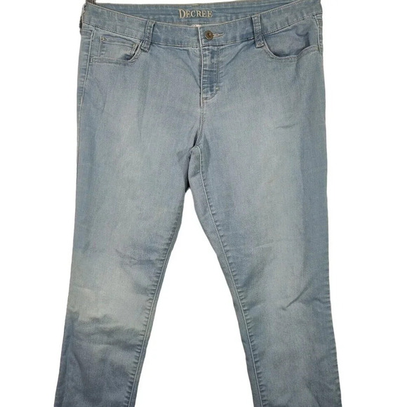 Decree Blue Skinny Jeans Juniors Size 13 Light Wash Zipper Fly - Picture 2 of 5